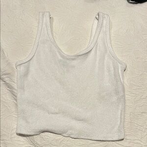 Hollister Cream Fitted Crop Tank Top